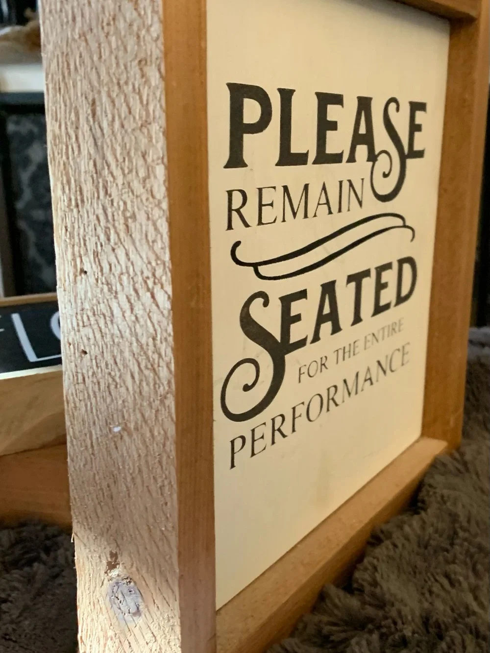 Country rustic Please Remain Seated Wood Bathroom Decor Sign